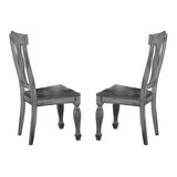 Benzara BM179841 Wood Side Chair With Urn Backs, Set of 2, Gray