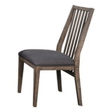 Benzara BM179854 Wood Veneer Side Chair With Slatted Back, Brown, Set of 2