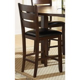 Benzara BM179875 WoodCounter Height Chairs With Slatted Backs, Set of 2, Dark Brown