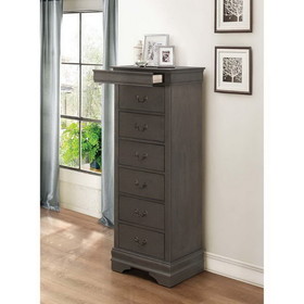 Benzara BM179882 6 Drawer Wooden Lingerie Chest With Pull Out Tray, Gray