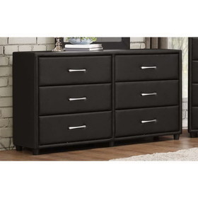 Benzara BM179895 6 Drawer Dresser In Wood And PVC, Black
