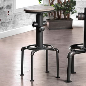 Benzara BM181284 Metal Frame Bar Stool With Wooden Seat In Black And Natural Brown, Set Of 2