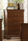 Benzara BM181834 Transitional Style Wooden Chest With 5 Drawers, Cherry Brown