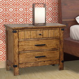Benzara BM182746 Wooden Nightstand with 3 Drawers, Warm Honey Brown
