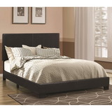 Benzara BM182788 Leather Upholstered California King Size Platform Bed, Black
