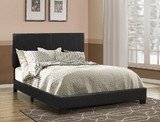 Benzara BM182789 Leather Upholstered Queen Size Platform Bed, Black