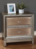 Benzara BM182943 Contemporary Solid Wood Night Stand With Drawers, Silver
