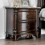 Benzara BM182950 Transitional Wood Night Stand With Genuine Marble Top, Brown