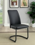 Benzara BM183116 Leatherette Upholstered Side Chair with U Shape Metal Cantilever Base, Pack of Two, Black