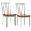Benjara BM183360 Wooden Seat Dining Chair with Slatted Backrest, Set of 2, Brown and White