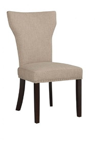 Benjara BM183454 Fabric Upholstered Side Chair with Wingback Design, Set of 2, Oatmeal Brown