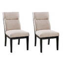 Benzara BM183592 Wooden Side Chair With Fabric Upholstered, Black and Gray, Pack of Two
