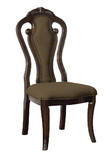 Benzara BM183688 Wooden Fabric Upholstered Side Chair With Fiddle Backrest, Brown, Pack Of Two