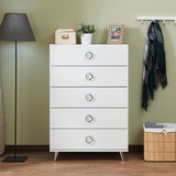 Benzara BM184764 Five Drawers Wooden Chest In Contemporary Style, White