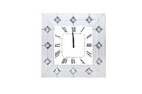 Benzara BM184773 Mirrored Wall Clock with Faux Rhinestones Inlay, White