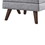 Benzara BM184817 Fabric Upholstered Ottoman With Tappered Wooden Legs, Light Gray and Brown