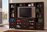 Benzara BM184882 Modern & Minimal Style TV Console With Multi Shelves & Drawers, Cappuccino Brown
