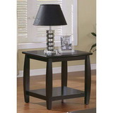 Benzara BM184883 Contemporary Style Solid Wood End Table With Slightly Rounded Shape, Dark Brown