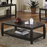 Benzara BM184884 Contemporary Style Wooden Coffee Table With Slightly Rounded Shape, Dark Brown