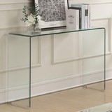 Benzara BM184942 Contemporary Style Minimal Clear Glass Sofa Table, Clear