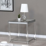 Benzara BM184974 Contemporary Coffee Table With Tempered Glass Top & Chrome Silver Legs, Clear