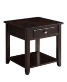 Benzara BM184979 Wooden End Table With Drawer and Bottom Shelf, Walnut Brown