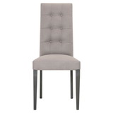 Benzara BM185243 Fabric Upholstery Dining Chair With Button Tufted Back, Gray, Set Of Two