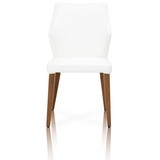Benzara BM185270 Leather Upholstery Compact Dining Chair With Walnut legs, Alabaster, Set Of Two