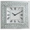 Benzara BM185414 Wood and Mirror Square Analog Wall Clock with Crystal Accent, White