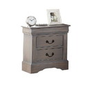 Benzara BM185426 Wooden Two Drawer Nightstand In Antique Gray Finish