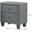 Benzara BM185429 Polyurethane Upholstered Two Drawer Nightstand With Wooden Tapered Leg, Gray