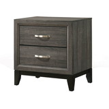 Benzara BM185487 Two Drawer Nightstand With Tapered Feet, Weathered Gray