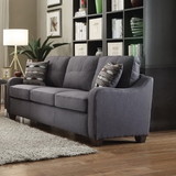 Benzara BM185580 Contemporary Linen Upholstered Wooden Sofa with Two Pillows, Gray