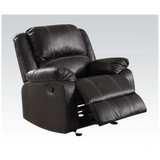 Benzara BM185728 Metal and Leatherette Rocker Recliner with Cushioned Armrests, Black