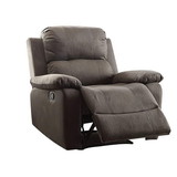 Benzara BM185749 Contemporary Style Upholstered Recliner with Cushioned Armrests, Charcoal Gray