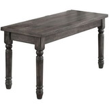 Benzara BM185758 Transitional Style Wood Bench with Turned Legs, Gray