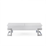 Benzara BM185788 Wooden Coffee Table With Lift Top Storage Space, White