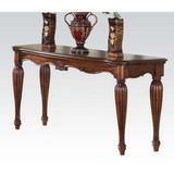 Benzara BM185844 Wooden Sofa Table with Carved Details, Cherry Brown