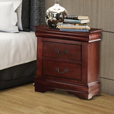 Benzara BM185918 Wooden Nightstand with Two Drawers, Cherry Brown