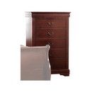 Benzara BM185920 Traditional Style Wooden Chest with Five Drawers, Cherry Brown