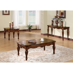 Benzara BM186034 Wooden Coffee Table with Reeded Turned Legs, Cherry Brown