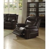 Benzara BM186084 Contemporary Style Metal and Leatherette Recliner, Espresso Brown