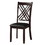 Benzara BM186187 Leatherette Wooden Side Chair with Cross Lattice Back, Set of 2, Black and Brown