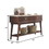 Benzara BM186219 Two Drawers Wooden Server with Marble Top, White and Walnut Brown