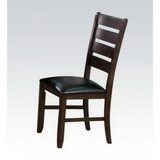 Benzara BM186228 Ladder Back Wooden Side Chair with Leatherette seat, Set of 2, Black and Brown