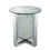 Benzara BM186246 Round Mirrored Metal End Table with Glass Top and Crystal Accent Base, Silver