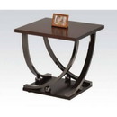 Benzara BM186254 Wood and Metal End Table with Sweeping Legs, Dark Walnut Brown and Black