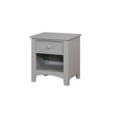 Benzara BM186371 Solid Wood Night Stand with One Drawer And Bottom Shelf, Gray