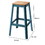 Benzara BM186910 Industrial Style Metal Frame and Wooden Bar Stool, Brown and Blue