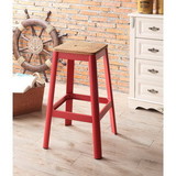 Benzara BM186911 Industrial Style Metal Frame and Wooden Bar Stool, Brown and Red